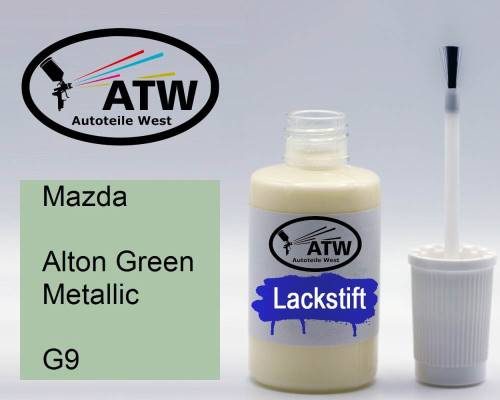 Mazda, Alton Green Metallic, G9: 20ml Lackstift, von ATW Autoteile West.